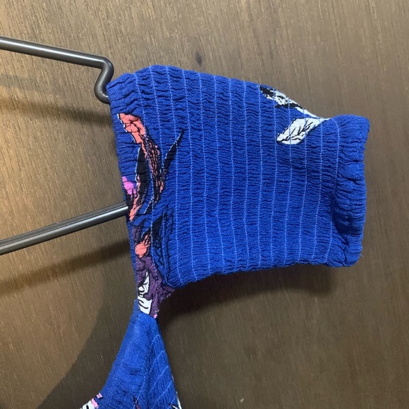 Blue & Flowered Maxi Dress- Small - Picture 4 of 7